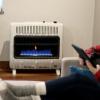 imageMr Heater F299730 30000 BTU Blue Flame Vent Free Propane Heater For Cold Rooms Additions Sun Rooms Cabins ampamp Garage  WhiteHeater