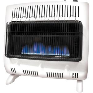 imageMr Heater MHVFDF30BFT 30000 BTU Vent Free Blue Flame Dual Fuel Natural Gas and Propane Heater For Cold Rooms Additions Sun Rooms ampamp Cabins  White
